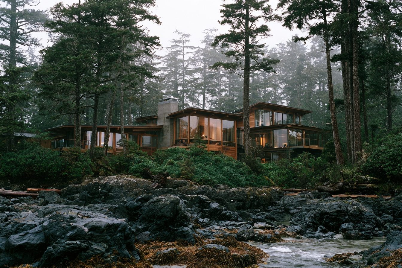 Concept render of the modern, oceanfront house in Tofino